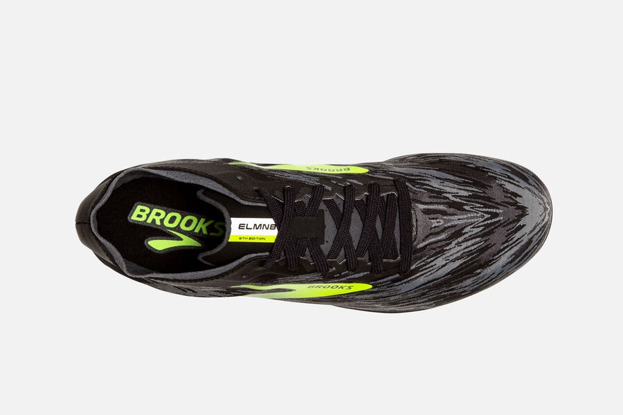 Brooks ELMN8 v5 Spikes Shoes Mens - Black/Green - ZFSJL-5786